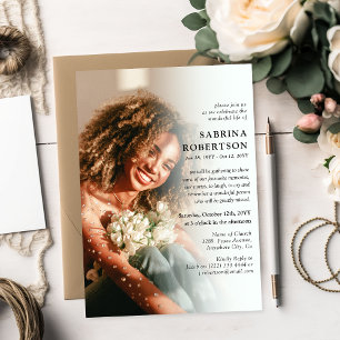 Elegant Celebration of Life Photo Memorial  Invitation