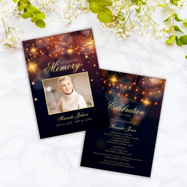 Elegant Celebration of Life Photo Memorial Invitation (Creator Uploaded)