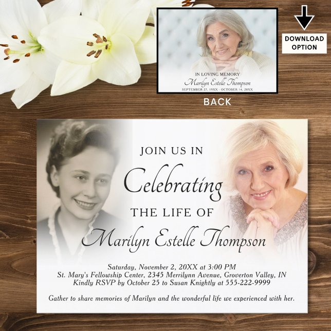 Elegant Celebration of Life Photos Invitation (Creator Uploaded)