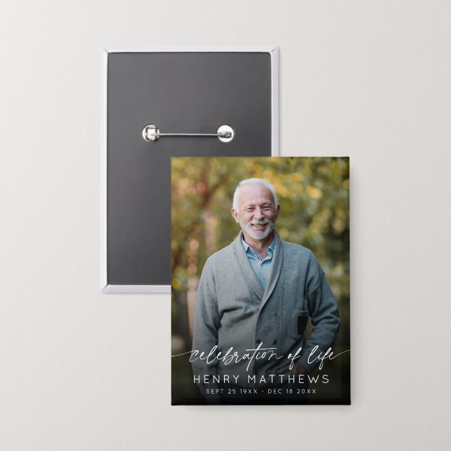 Elegant Celebration of Life Script Photo Funeral  (Front/Back)