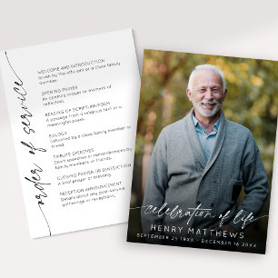 Elegant Celebration of Life Script Photo Funeral Programme