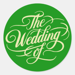Elegant Celery and Forest Green Wedding Classic Round Sticker