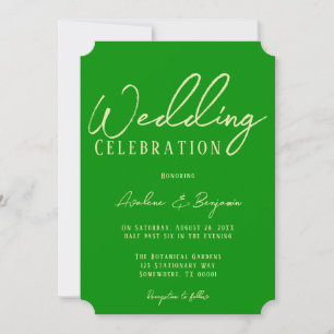 Elegant Celery and Forest Green Wedding Invitation