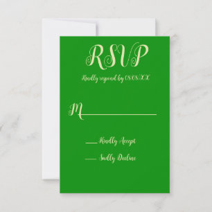 Elegant Celery & Forest Green Wedding RSVP Card