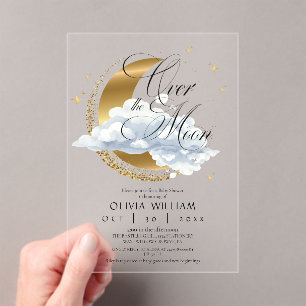 Elegant Celestial Baby Shower Gender Neutral Acrylic Invitations