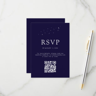 Elegant Celestial Blue QR Code Modern Wedding RSVP Card
