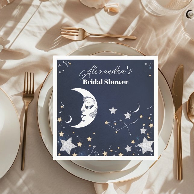 Elegant Celestial Crescent Moon Bridal Shower Napkin (Creator Uploaded)
