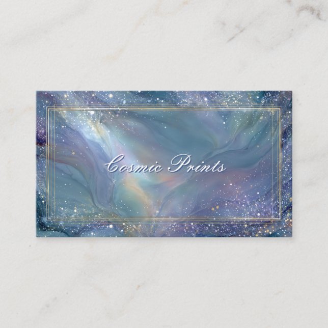 Elegant Celestial Galaxy Alcohol Ink Business Card (Front)