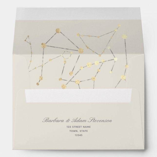 Elegant Celestial Gold Wedding Envelope (Back (Bottom))