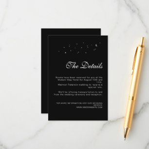 Elegant Celestial Minimal Black Wedding Details Enclosure Card