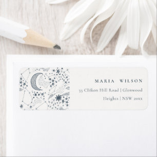 Elegant Celestial Navy Starry Night Moon Address