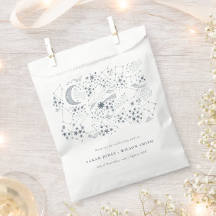 Elegant Celestial Navy Starry Night Moon Wedding Favour Bags