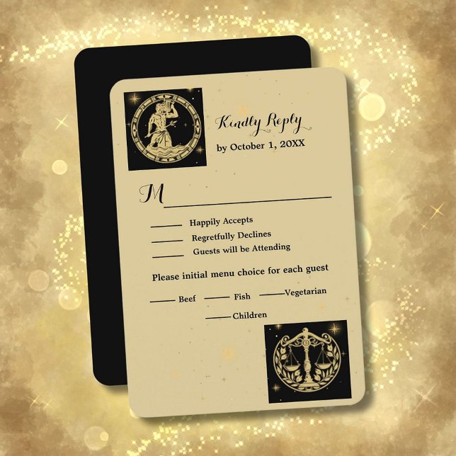 Elegant Celestial Photo Wedding RSVP Card (Creator Uploaded)
