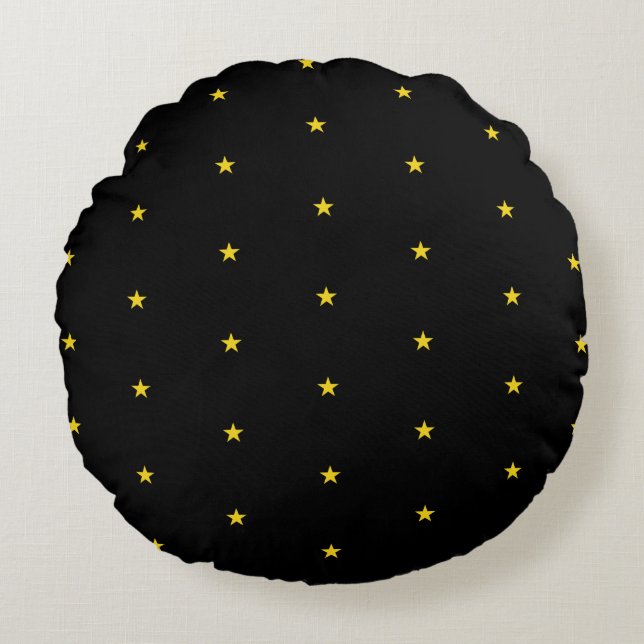 Elegant Celestial Star Pattern Round Accent Pillow (Front)
