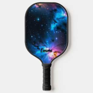 Elegant Celestial Swirls of Stars Custom Name Pickleball Paddle