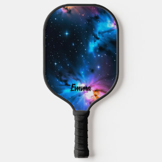 Elegant Celestial Swirls of Stars Custom Name Pickleball Paddle