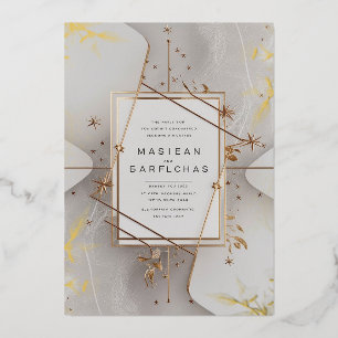 Elegant Celestial Wedding Invitation with Floral a