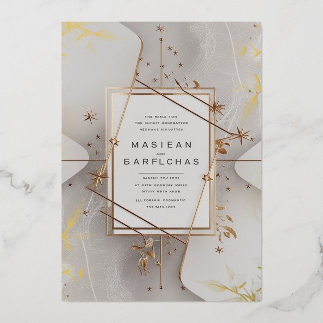 Elegant Celestial Wedding Invitation with Floral a (Front)