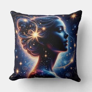 Elegant Celestial Woman Silhouette Cushion