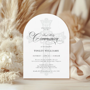Elegant Celtic Cross First Holy Communion Invitation
