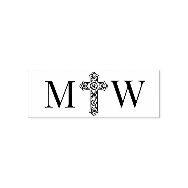 Elegant Celtic Knot Cross Couple 2 Init Monogram Self-inking Stamp (Design)