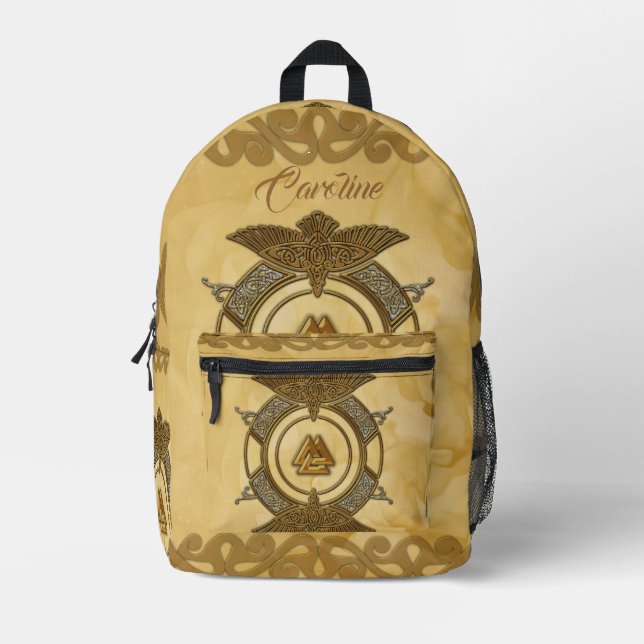 Elegant celtic knot in golden colours. printed backpack (Front)