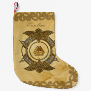 Elegant celtic knot in golden colours. small christmas stocking