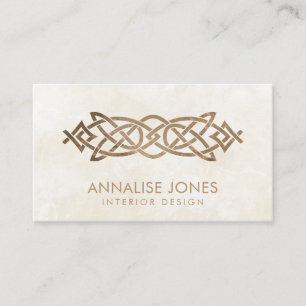 Elegant Celtic Knot Ornament - Vintage Gold Business Card