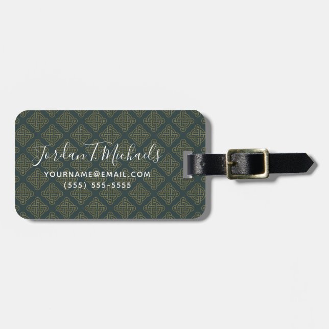 Elegant Celtic Knot Pattern Luggage Tag (Front Horizontal)
