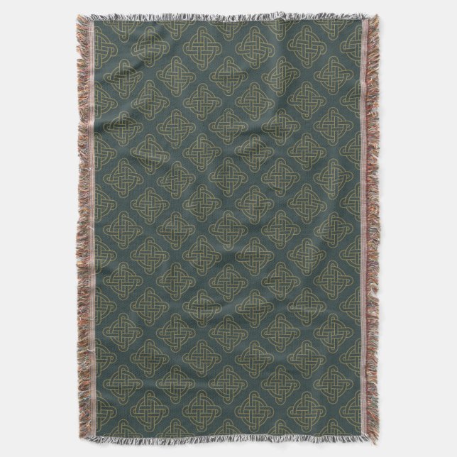 Elegant Celtic Knot Pattern Throw Blanket (Front Vertical)