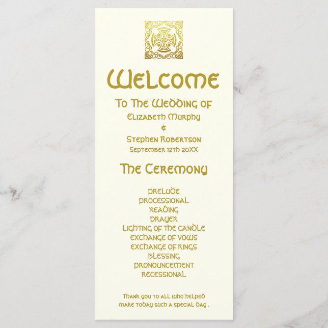 Elegant Celtic  Wedding Gold | Ceremony Program Programme (Front)