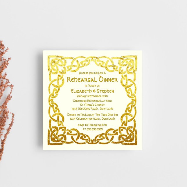 Elegant Celtic Wedding  Gold | Rehearsal Dinner Invitation (Creator Uploaded)