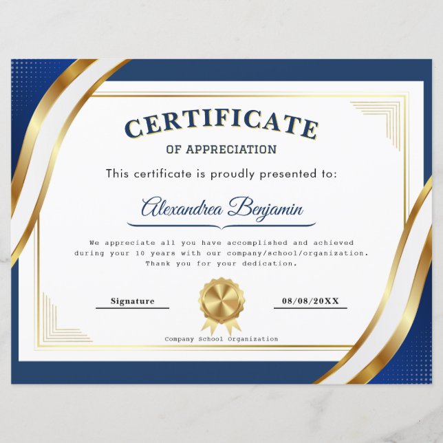 Elegant Certificate of Appreciation (Front)