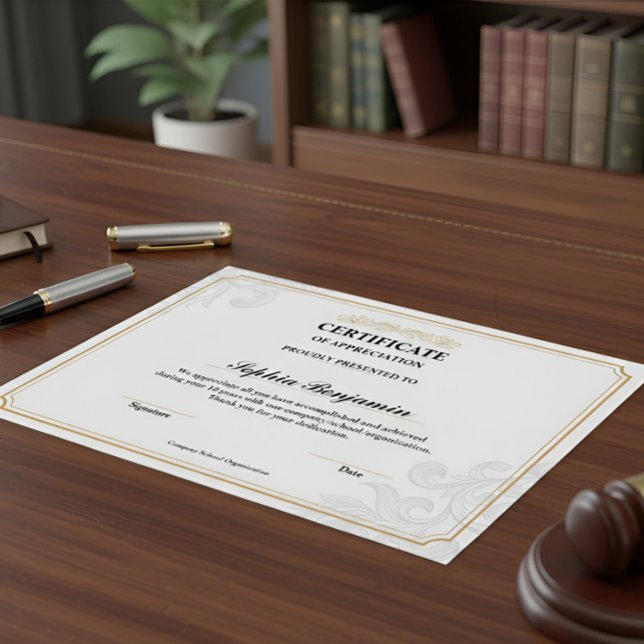 Elegant Certificate of Appreciation Gold Classic D Poster (Creator Uploaded)