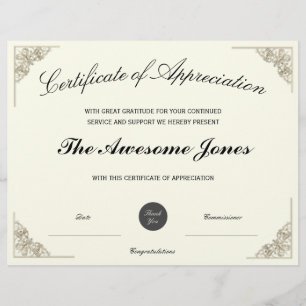 Elegant Certificate of Appreciation w/ Custom Logo