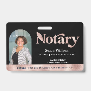 Elegant Certified Notary Public Loan Signing Agent ID Badge