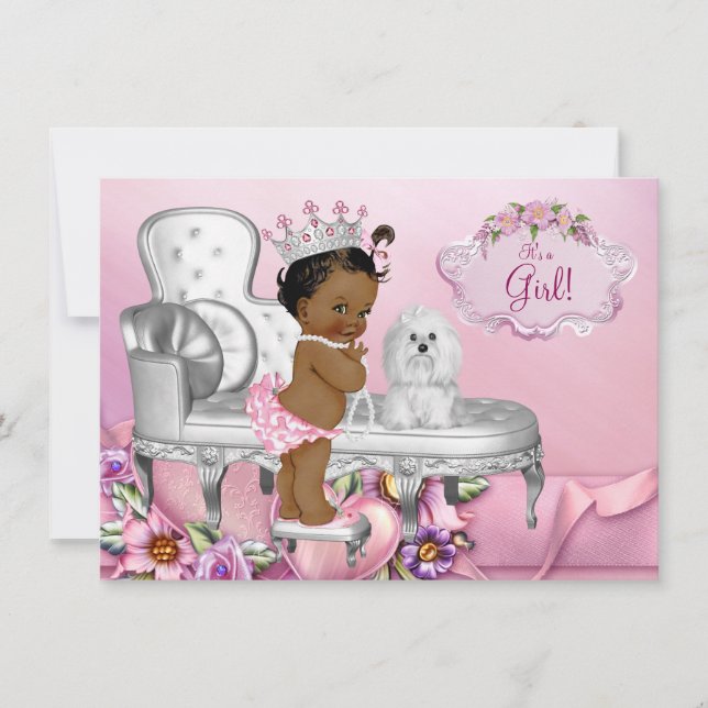 Elegant Chair Ethnic Princess Pearl Baby Shower Invitation (Front)