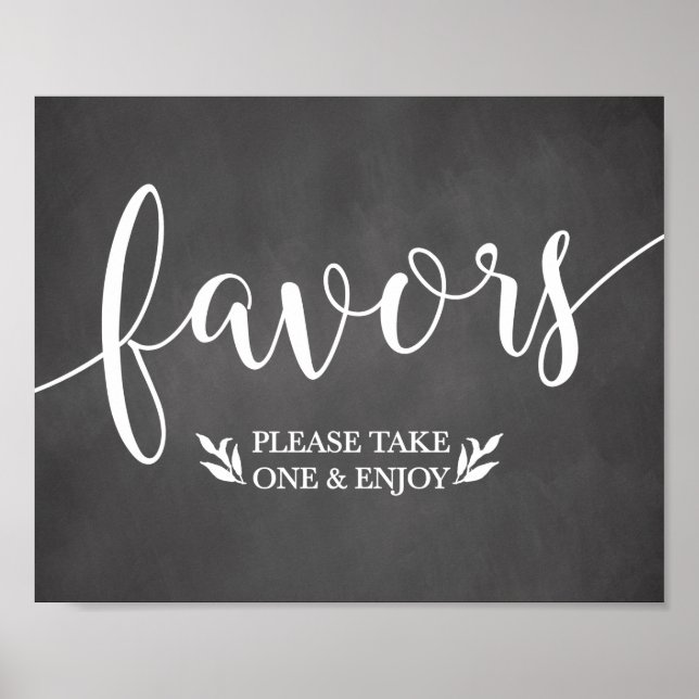 Elegant Chalkboard Favours Wedding Decor Sign (Front)