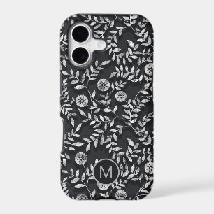 Elegant Chalkboard Floral Pattern Monogram