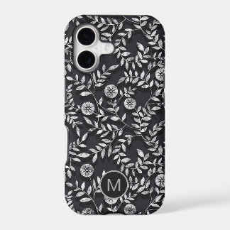 Elegant Chalkboard Floral Pattern Monogram