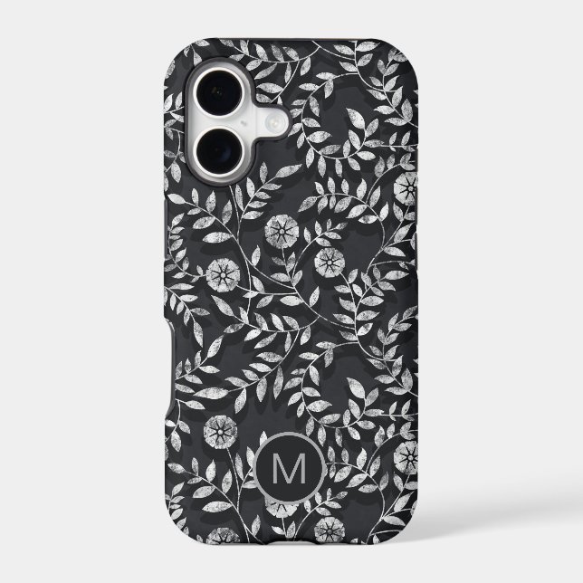 Elegant Chalkboard Floral Pattern Monogram (Back)