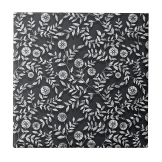 Elegant Chalkboard Floral Pattern Tile