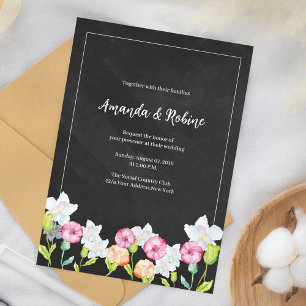 Elegant Chalkboard Floral Wedding Invitation