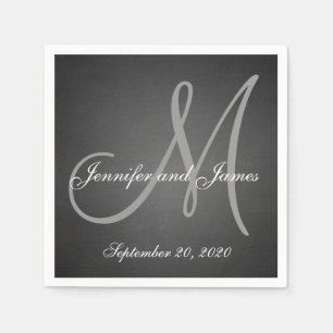 Elegant Chalkboard Monogram Paper Napkins