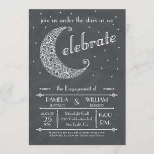 Elegant Chalkboard Moon Celebration Invitation