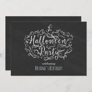 Elegant Chalkboard Pumpkin Halloween Invitations