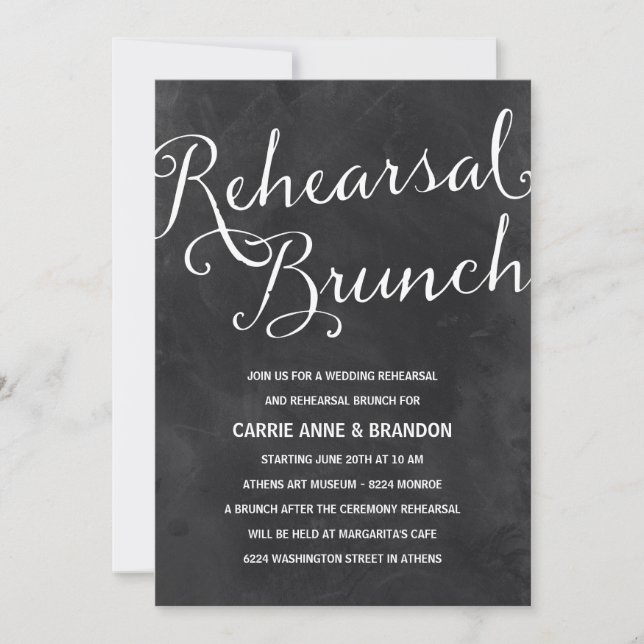 Elegant Chalkboard | Rustic Chic Rehearsal Brunch Invitation (Front)
