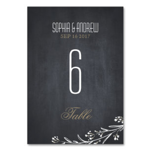 Elegant chalkboard rustic wedding table number