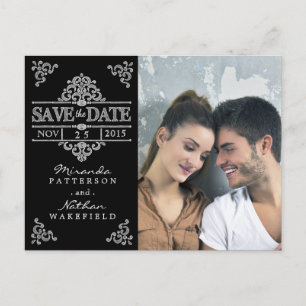 Elegant Chalkboard Save the Date Photo Postcard