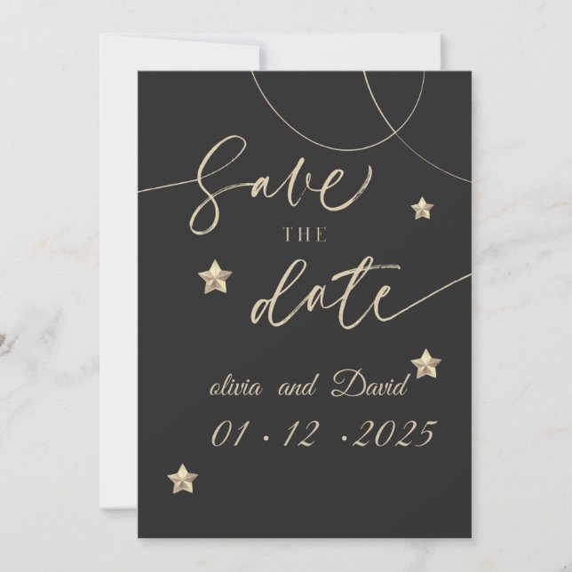 Elegant Chalkboard Style Save the Date Card | Mode (Front)